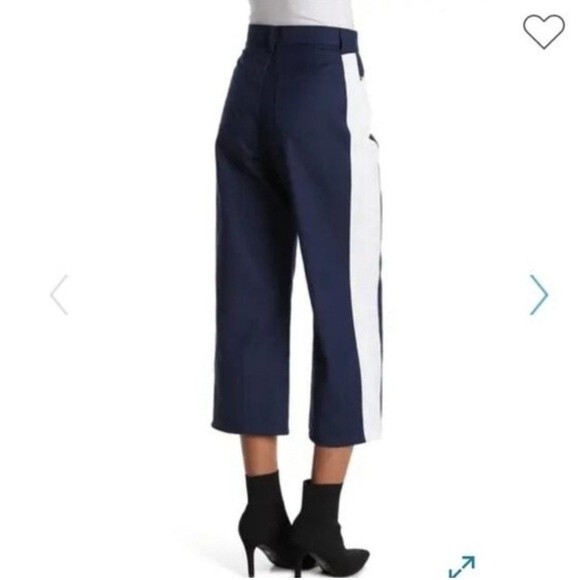 NWOT BLDWN | Cropped Wide Leg Nocturnal High Waisted Tuxedo Stripe Pants 27 - Picture 2 of 8